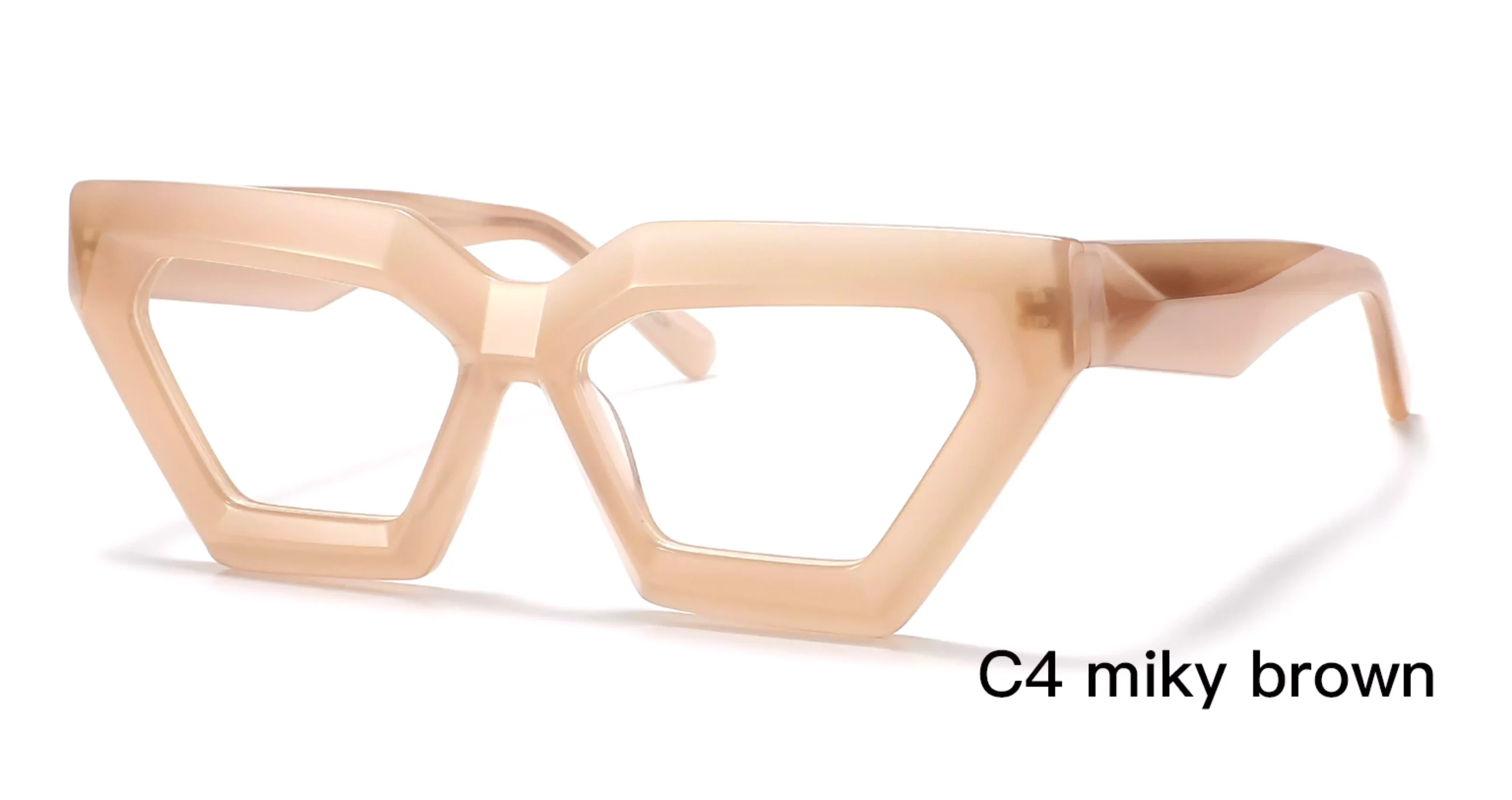 replica eyeglasses frames, designer, wholesale, miky brown, 45 degree display, made in China, acetate, unisex