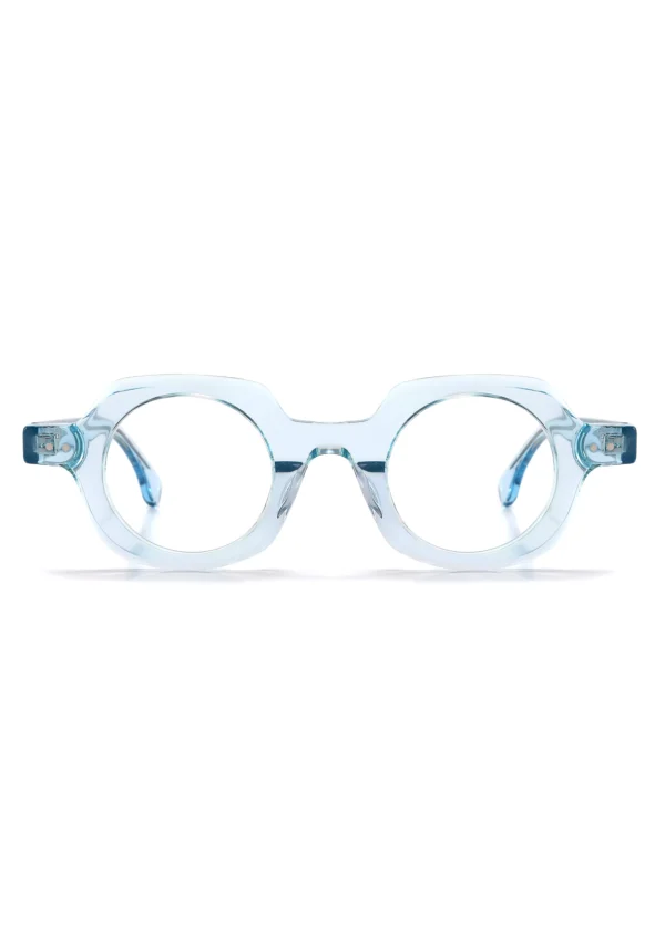 wholesale spectacle frames, transparent blue, round, acetate, thick rimmed, made in China