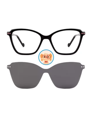 Square glasses frame, clip-on, glasses set, Children's glasses, 100% UVA and UVB protection, black, epoxy rivets, wholesale product