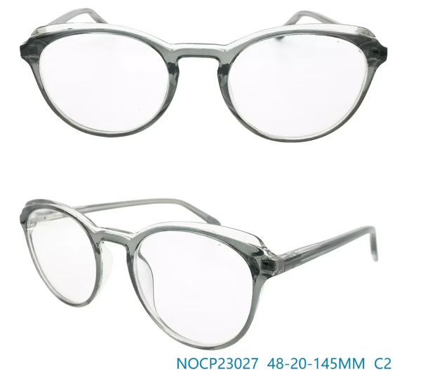 CP material, injection technique, transparent silver gray, browline glasses frame, round, metal wire core, very cheap
