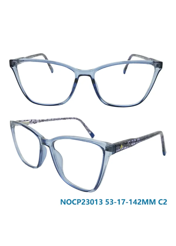glasses frame, CP, square, clear blue, purple temples, wholesale in stock