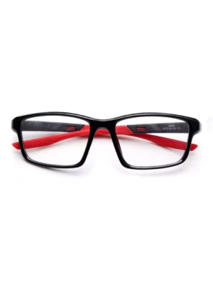 children's glasses frame, removable, rectangle, black front frame, black/red temple, TR material