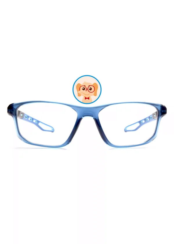 children's removable glasses frame, factory shopping, square, blue, TR, Skeletonized temples, front display, China eyeglasses factory wholesale