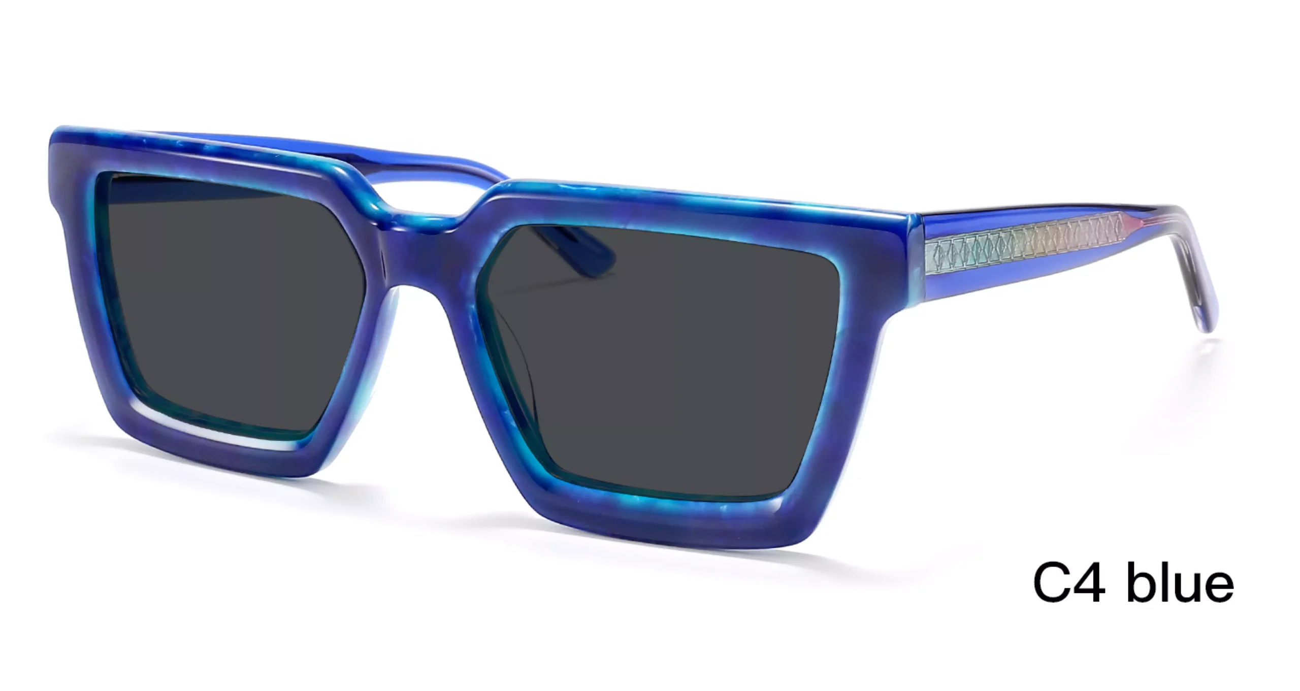 Fashion, Gradient Wire Core, Sunglasses, Wholesale, Acetate, Blue, 45 Degree Display