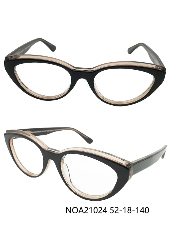 cat eye glasses frame, rose gold inside, black outside, retro style, acetate, fashion, China eyeglasses supplier