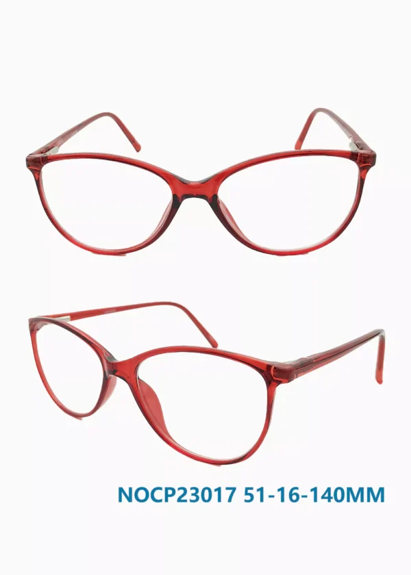 eyeglass frame, oval shape, fire brick red color, transparent, wholesale, China glasses supplier