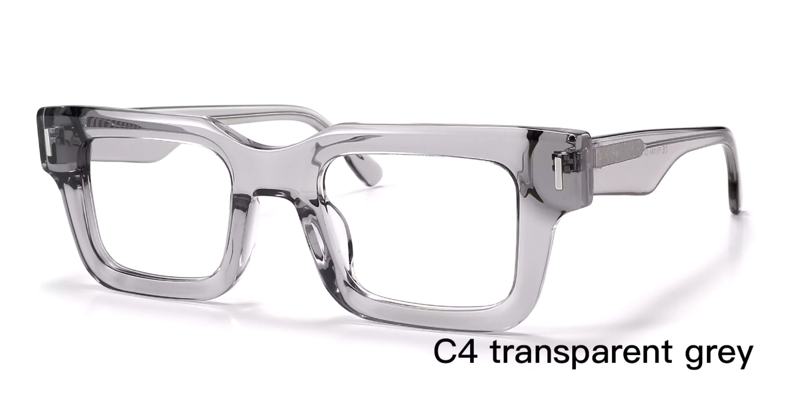 wholesale glasses frame, transparent grey, unisex, square, stripe rivets, retro, frosted wire core, 45 degree display