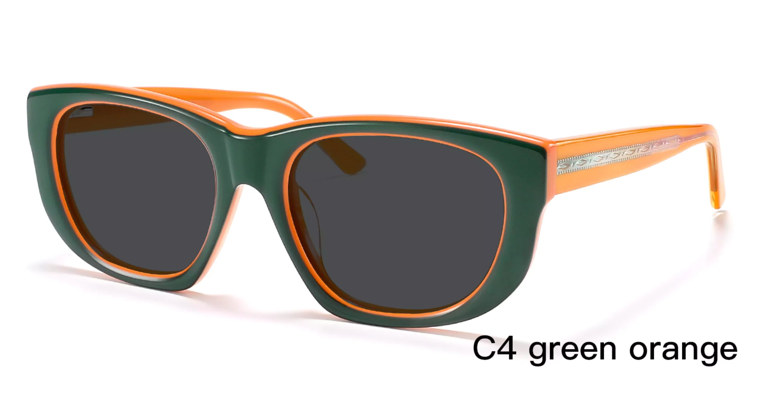 Wholesale, green, orange, Oval, Sunglasses,45 degree display, laser engraved wire core, gradient, diamond patterns