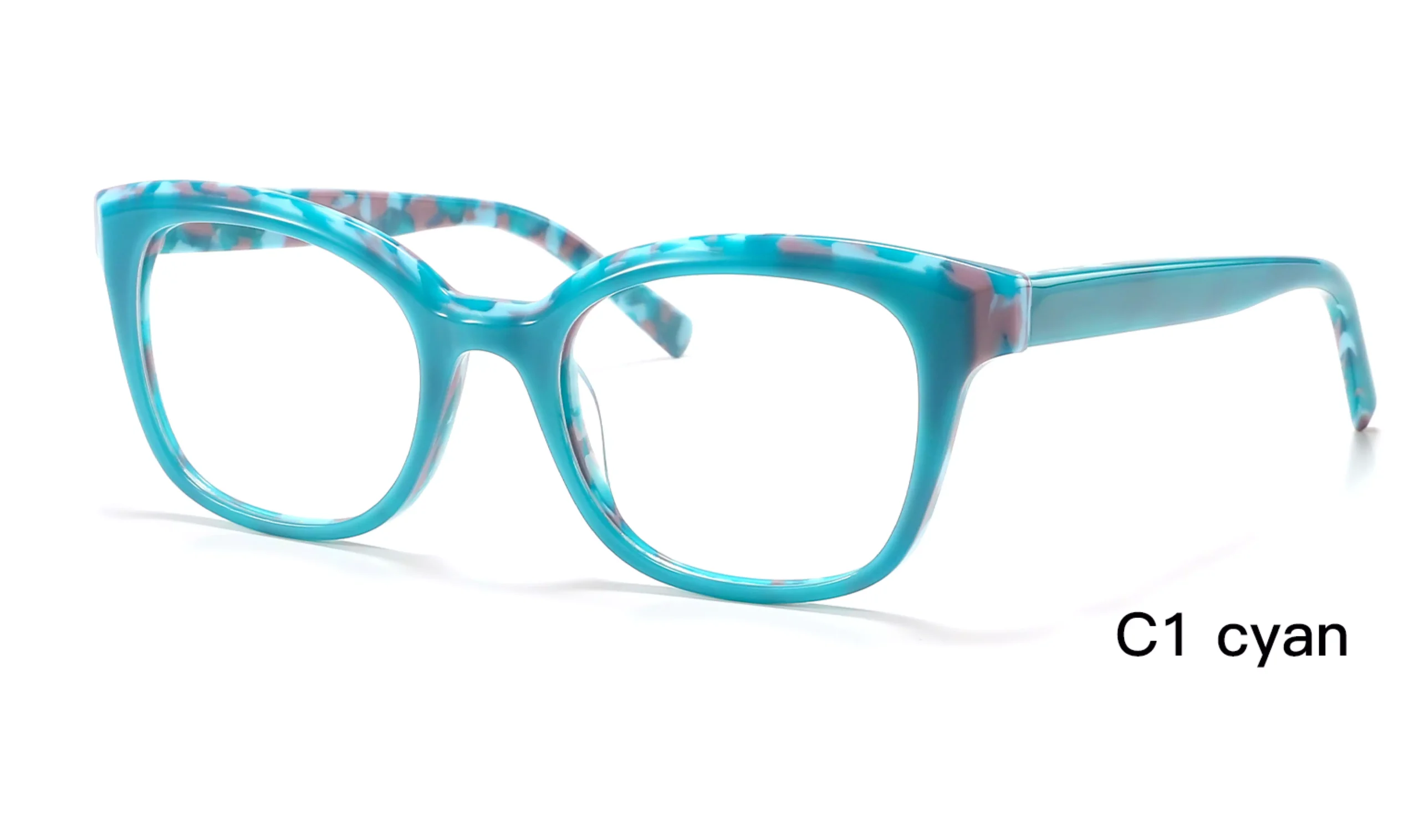 fall/winter trends, fashion, acetate eyeglass frames, suitable for women,cyan, round,designer designs, 45 degree display