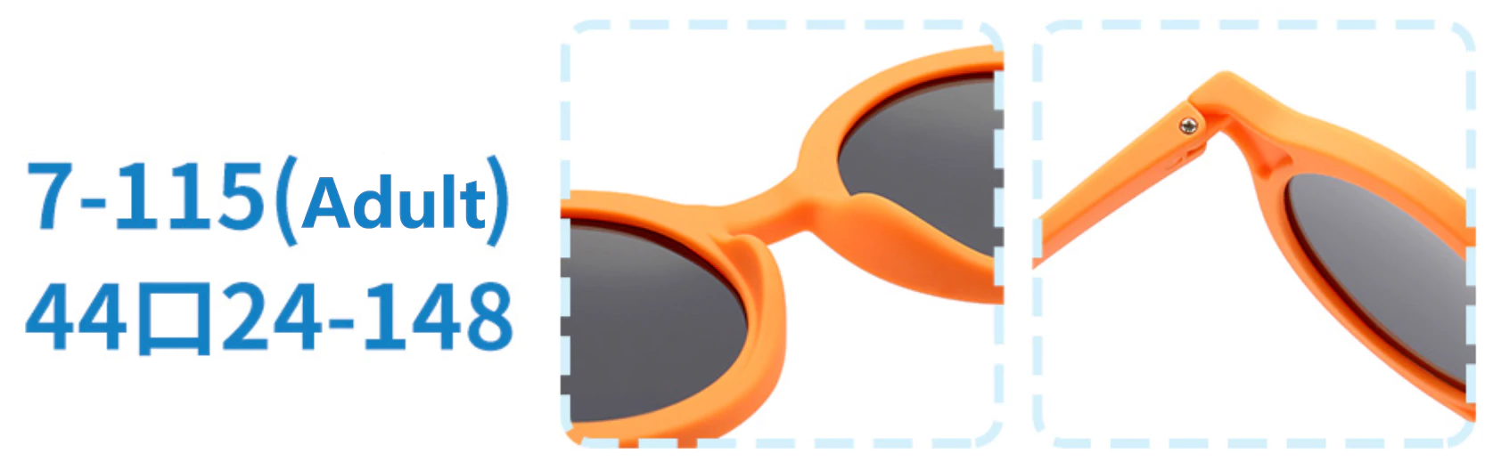 Adult sunglasses Model 7115 Dimensions Detail Shooting