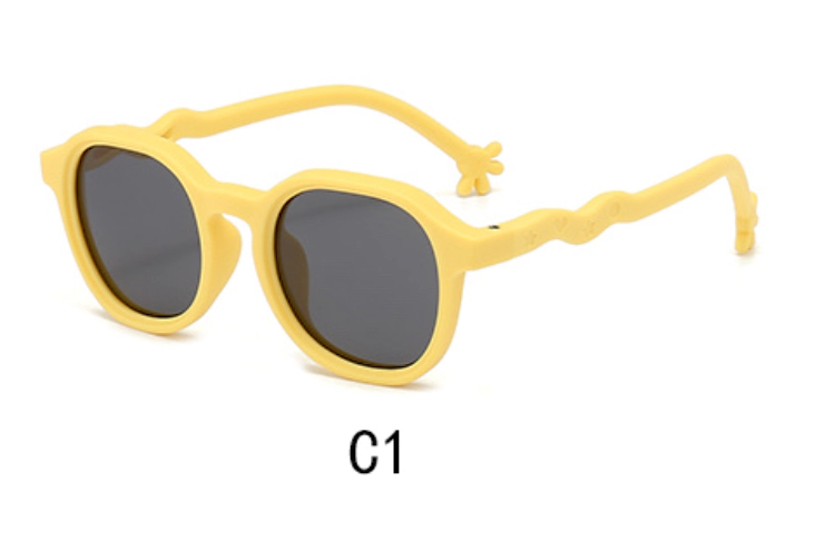 Kids Oversized Round TPEE Sunglasses C1 Yellow