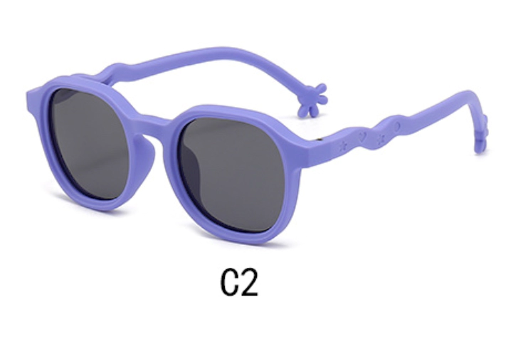 Kids Oversized Round TPEE Sunglasses C2 Purple