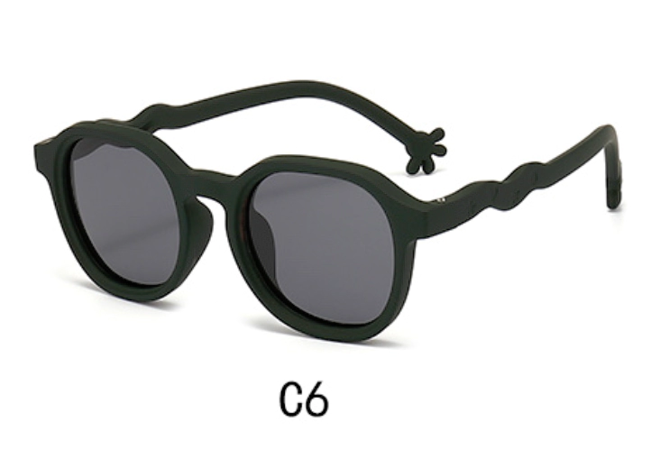 Kids Oversized Round TPEE Sunglasses C6 Black