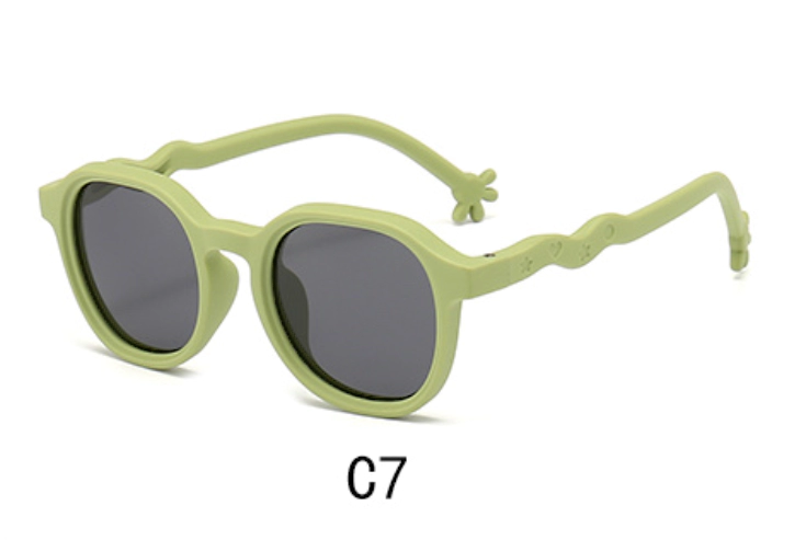 Kids Oversized Round TPEE Sunglasses C7 Green