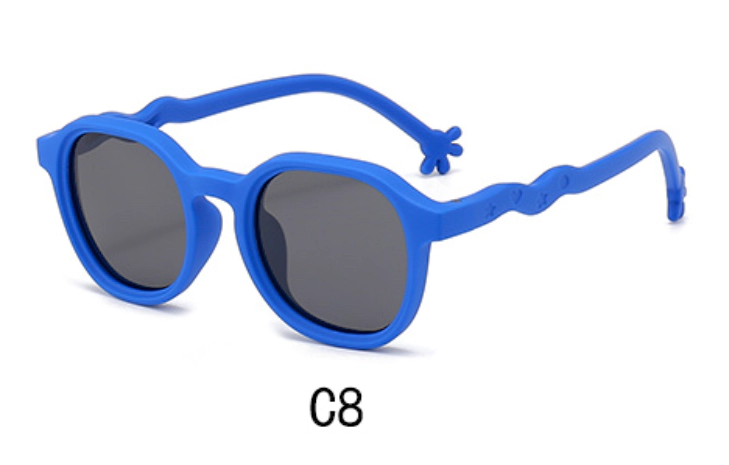 Kids Oversized Round TPEE Sunglasses C8 Blue