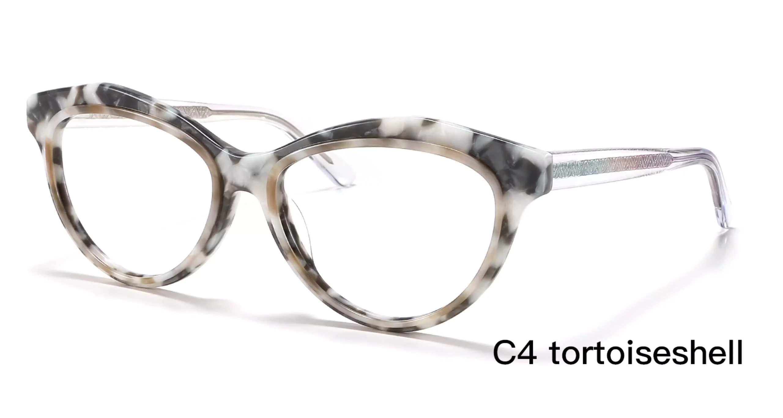 Wholesale, Cat Eye Frames, For Prescription Glasses, Tortoiseshell, Gradient Temple, 45 Degree Display