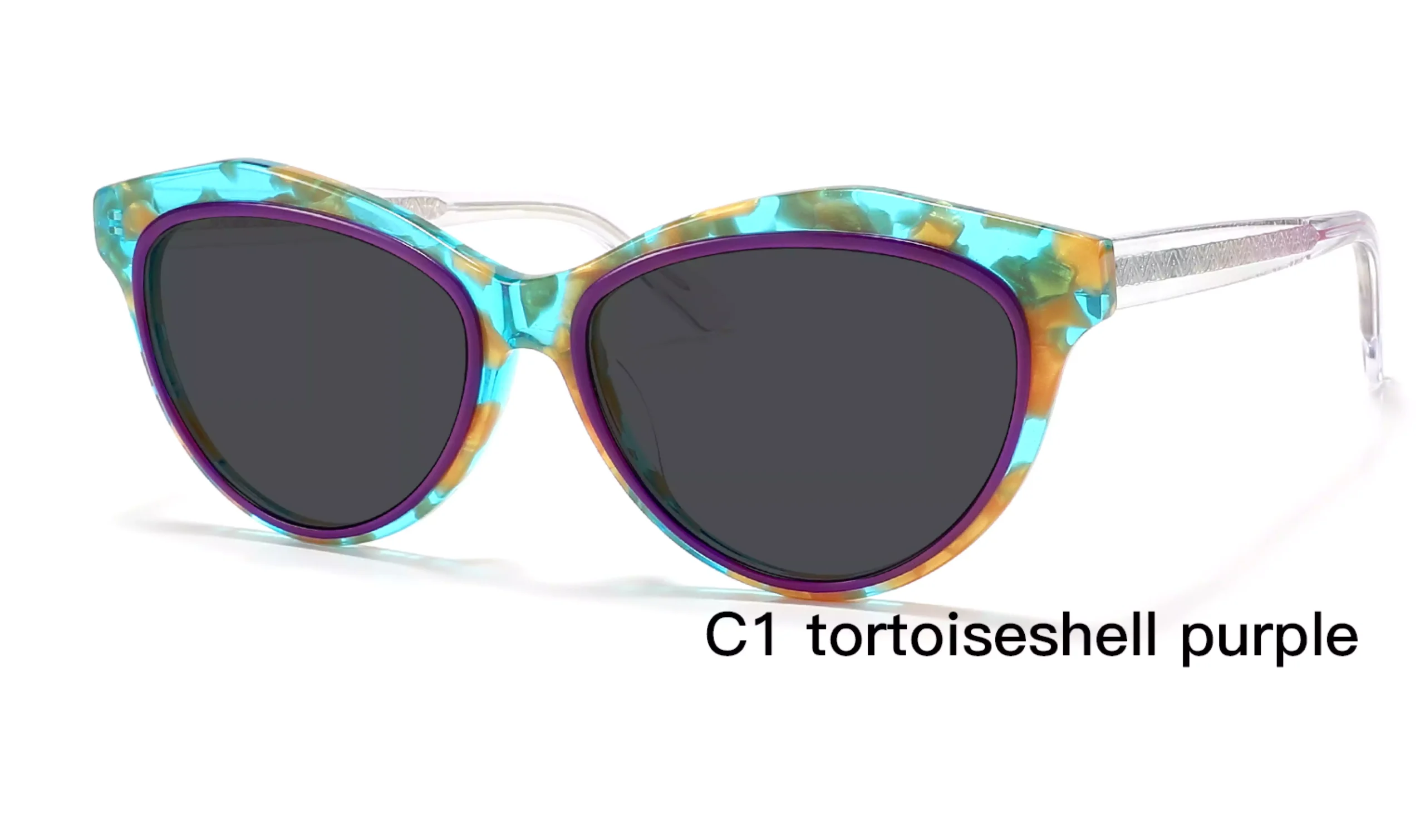 Wholesale Fall & Winter Trend, Trendy, Cat Eye Sunglasses, 45 Degree Display, Tortoiseshell Purple, gradient wire core