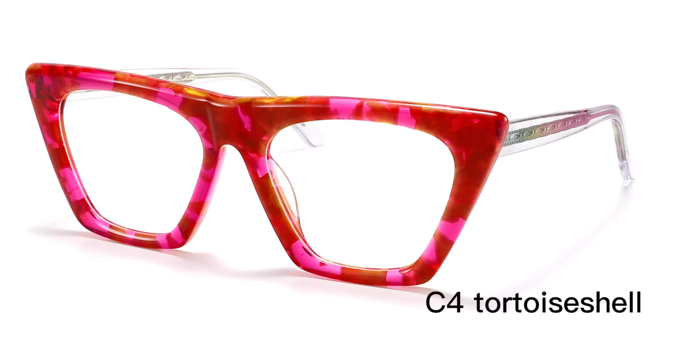 Wholesale, Fashion, Trapezoidal Eyeglass Frames, Tortoiseshell, 45 Degree Display