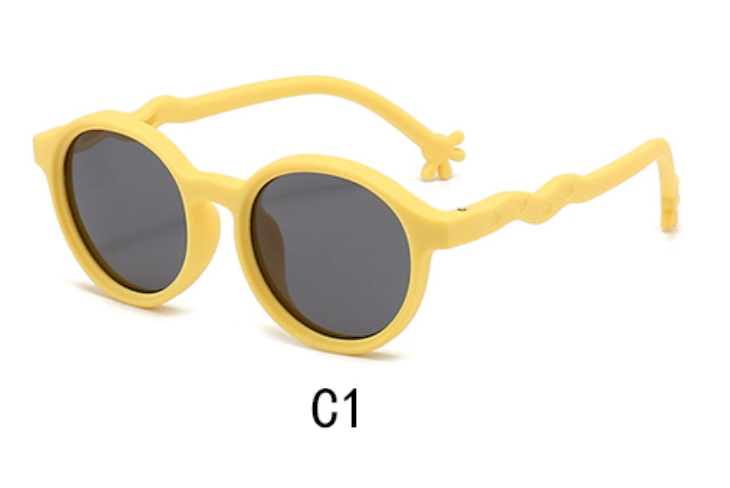 Wholesale Kids Fashion Silicone Sunglasses, Yellow, 45 Degree Display