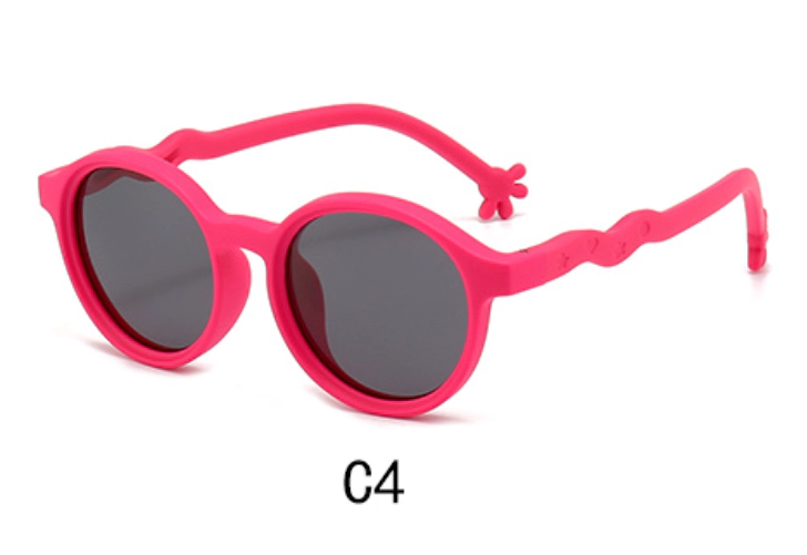 Wholesale Kids Fashion Silicone Sunglasses, Red, 45 Degree Display