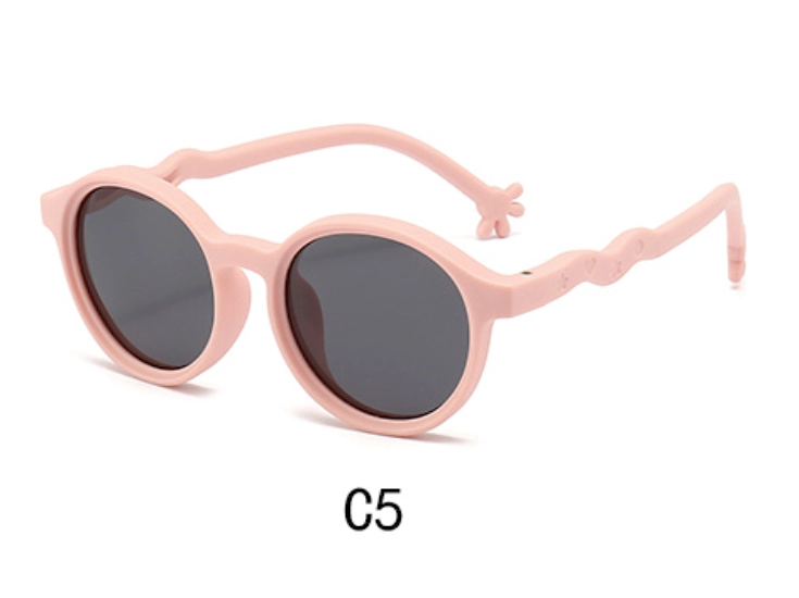 Wholesale Kids Fashion Silicone Sunglasses, Pink, 45 Degree Display