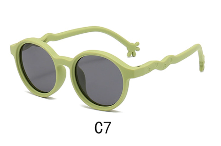 Wholesale Kids Fashion Silicone Sunglasses, Green, 45 Degree Display