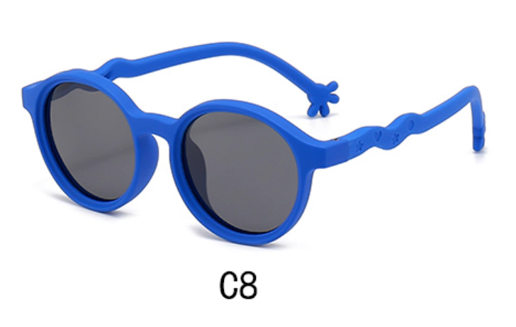 Wholesale Kids Fashion Silicone Sunglasses, Blue, 45 Degree Display