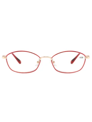 women's reading eyeglass, anti-blue light, oval, 10-layer coating, main product image, red, gold