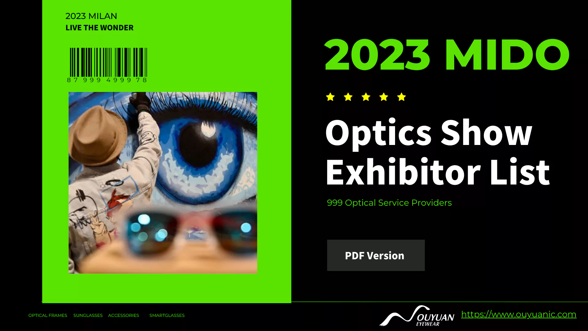 2023 MIDO Optics Show Exhibitor List PDF Version OUYUAN EYEWEAR