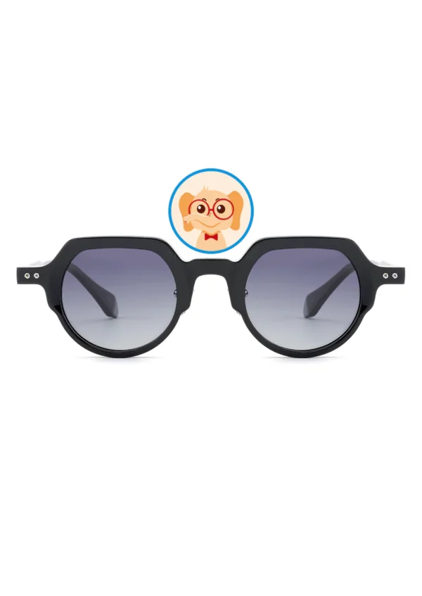 Adjustable Nosepiece Flat Top Round Kids Sunglasses G2282-H, Matte Black