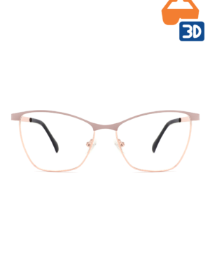 Bow Tie Center Beam 3d Printed Metal Eyeglass Frames CH-6315, Pink/Rose Gold