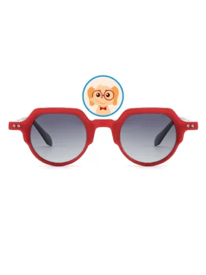 Children's Flat Top Round Acetate Fashion Sunglasses G2282, Red