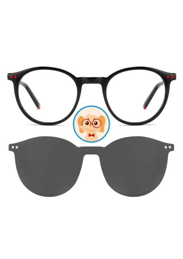 Epoxy Rivet Decorated Kids' Clip-On Eyewear Set TAK9045