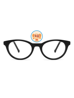 Children's Eyeglasses, Oval, Acetate, Fine Frame, Black