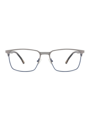 Men's Glasses, Thin Steel, Three-Bridge, Optical Frames, Silver, Blue