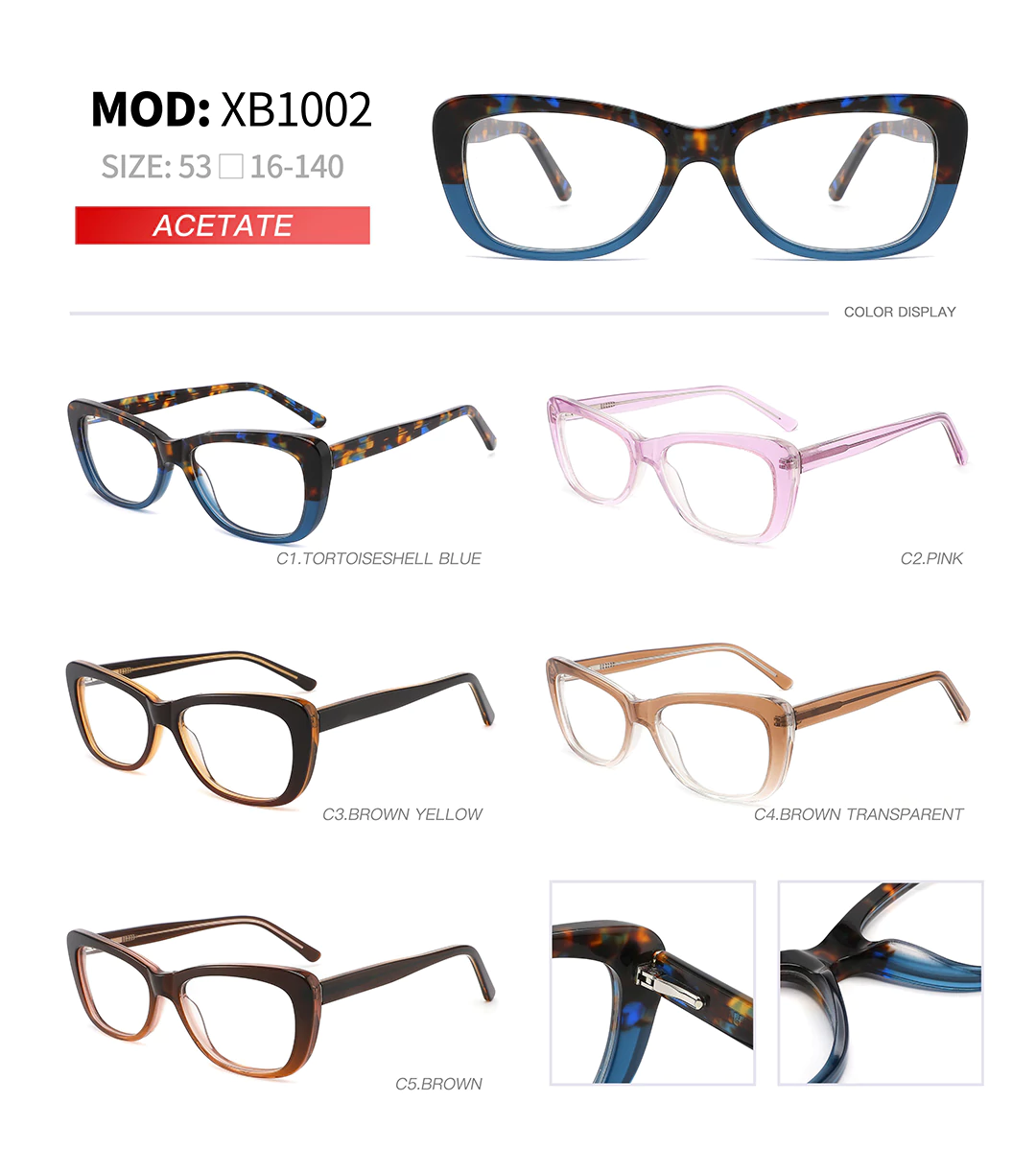 Optical Frame XB1002 Size Different Styles Color Detail Shot