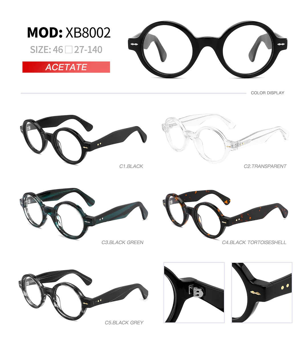 Optical Frame XB8002 Size Different Styles Color Detail Shot