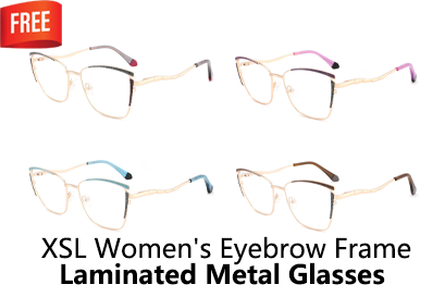 XSL Women's Eyebrow Frame Laminated Metal Optical Frames Catalog