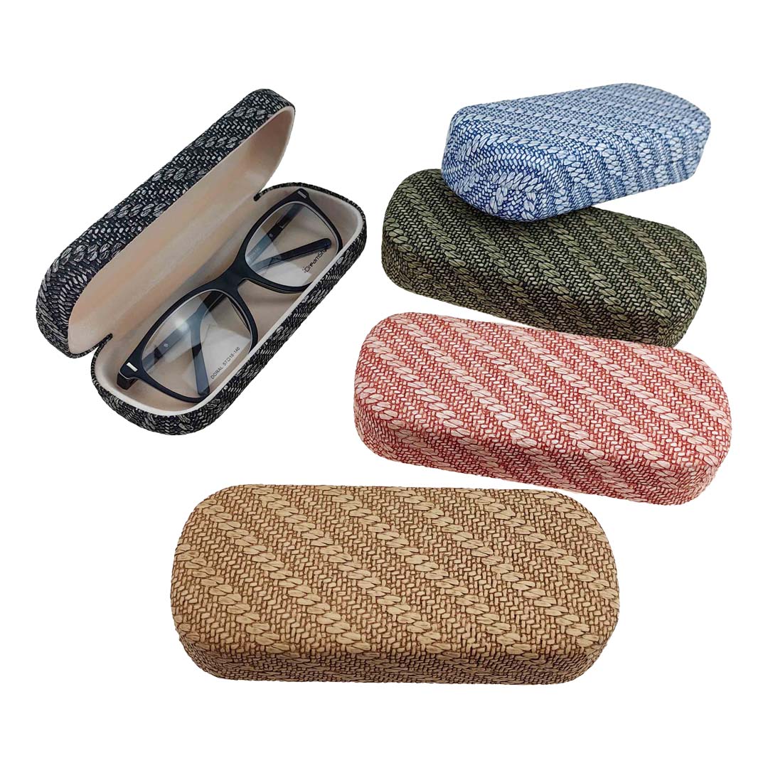 Leather Textile Eyeglasses Case With Hard Shell Enlarge The Display