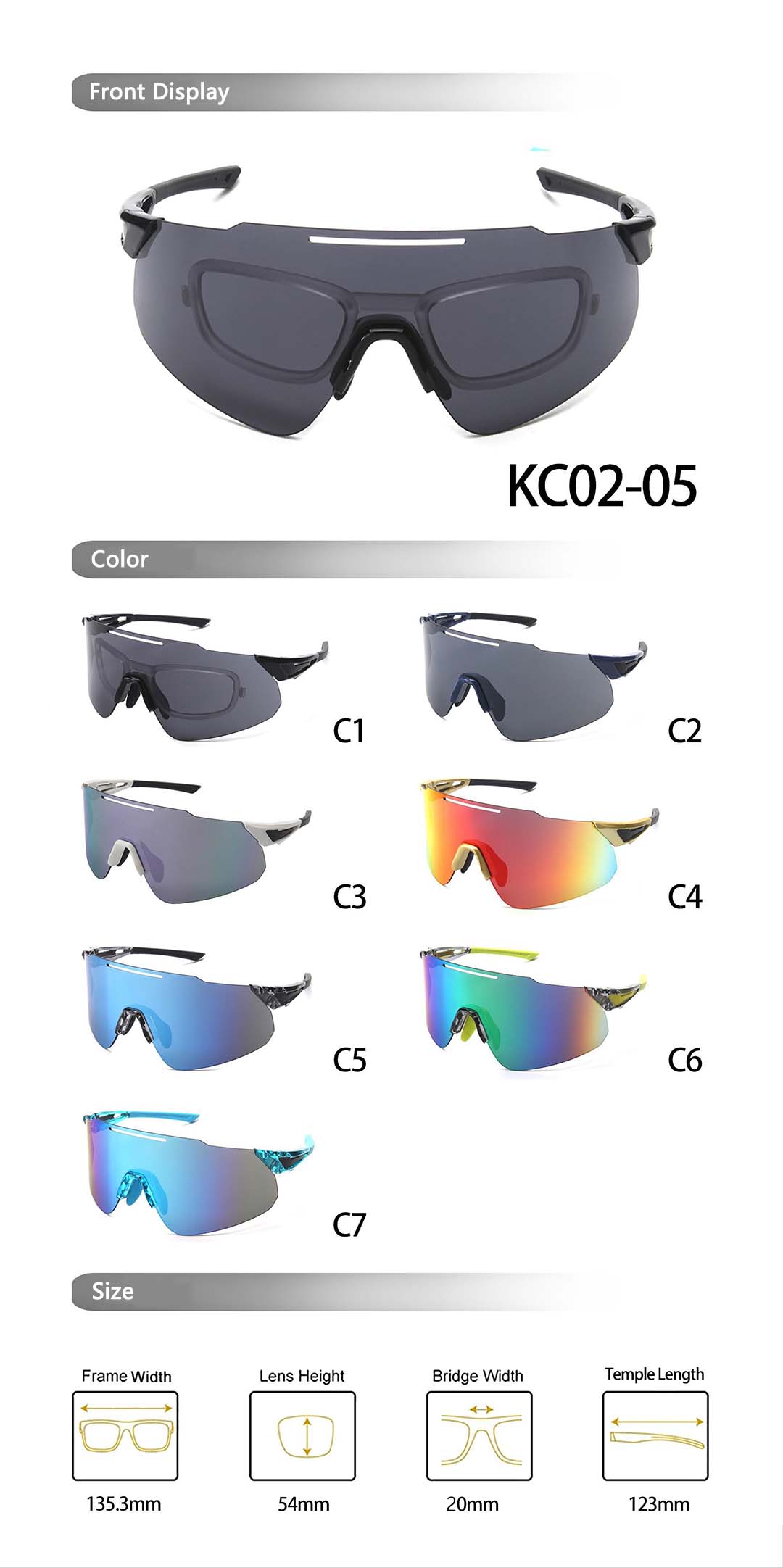 Mountaineer Sunglasses KC0205 Size and Detail Shooting