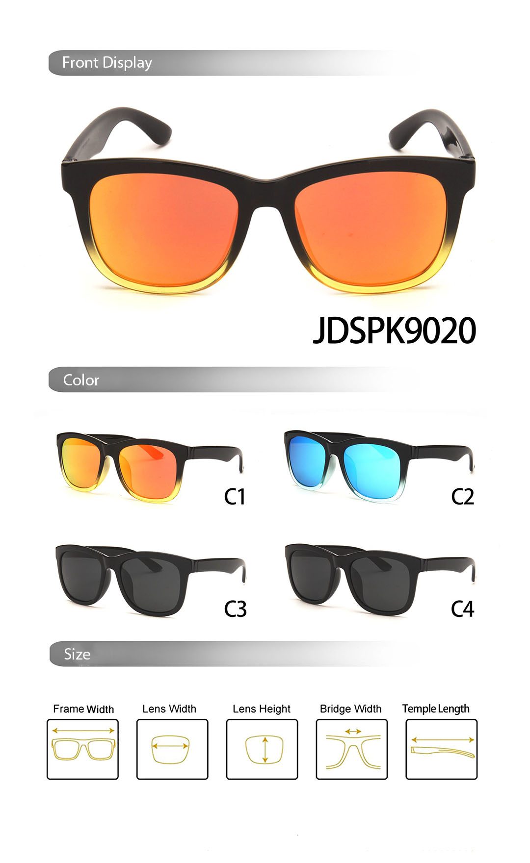Sunglasses JDSPK9020 Different Color Display