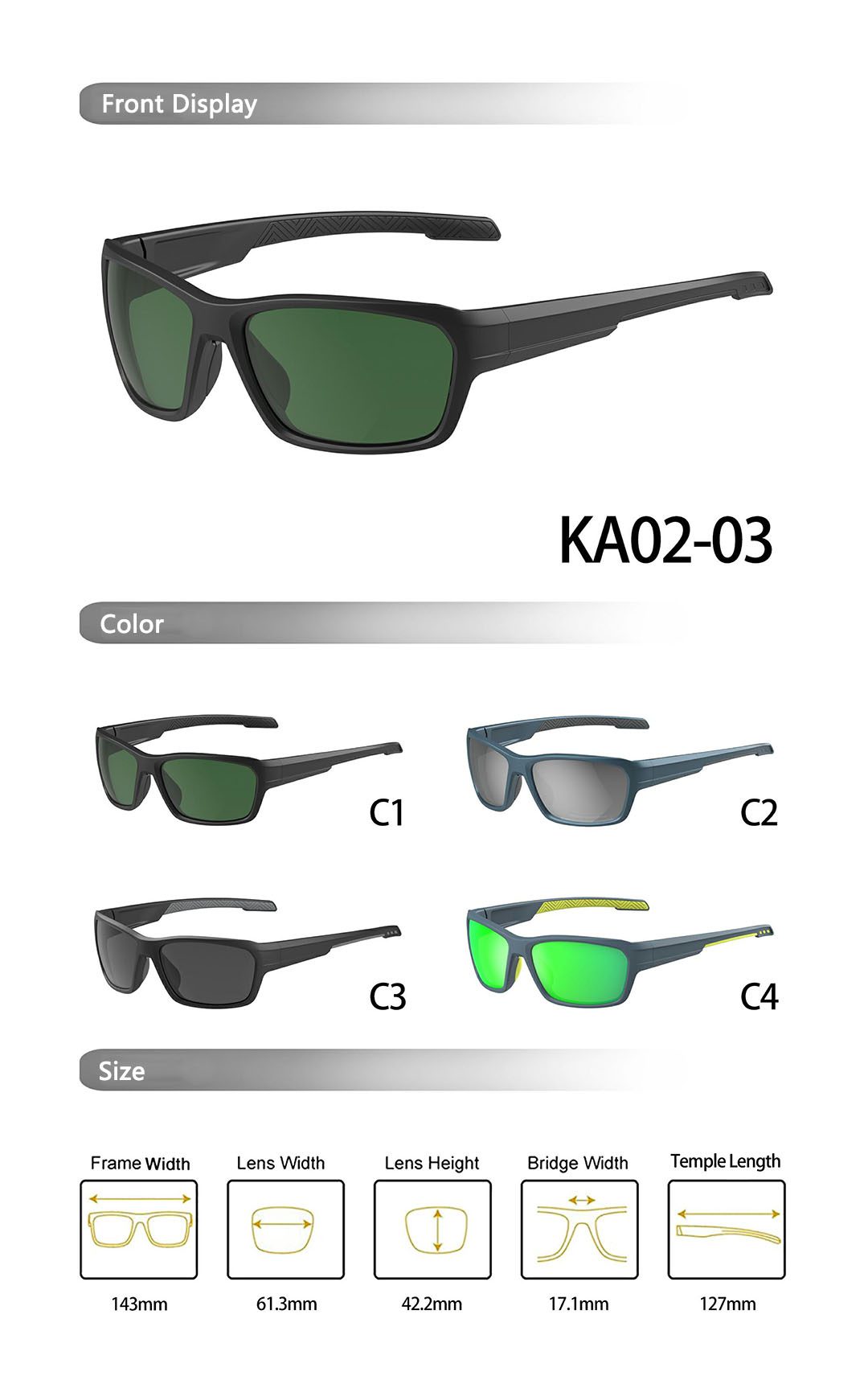Green Neon Lens Cycling Polarized Sunglasses KA0203