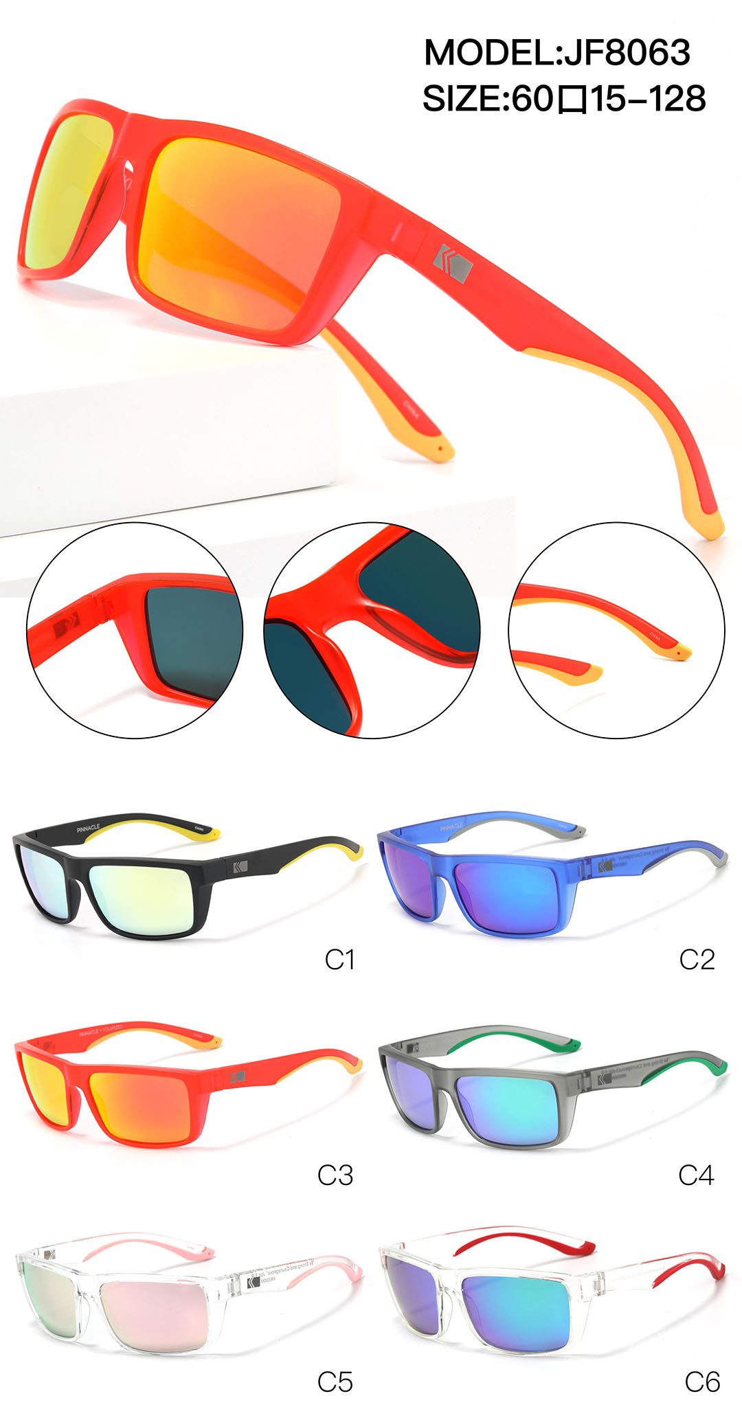 Multifunction Sunglasses JF8063 Different Colors Size Detail Shooting