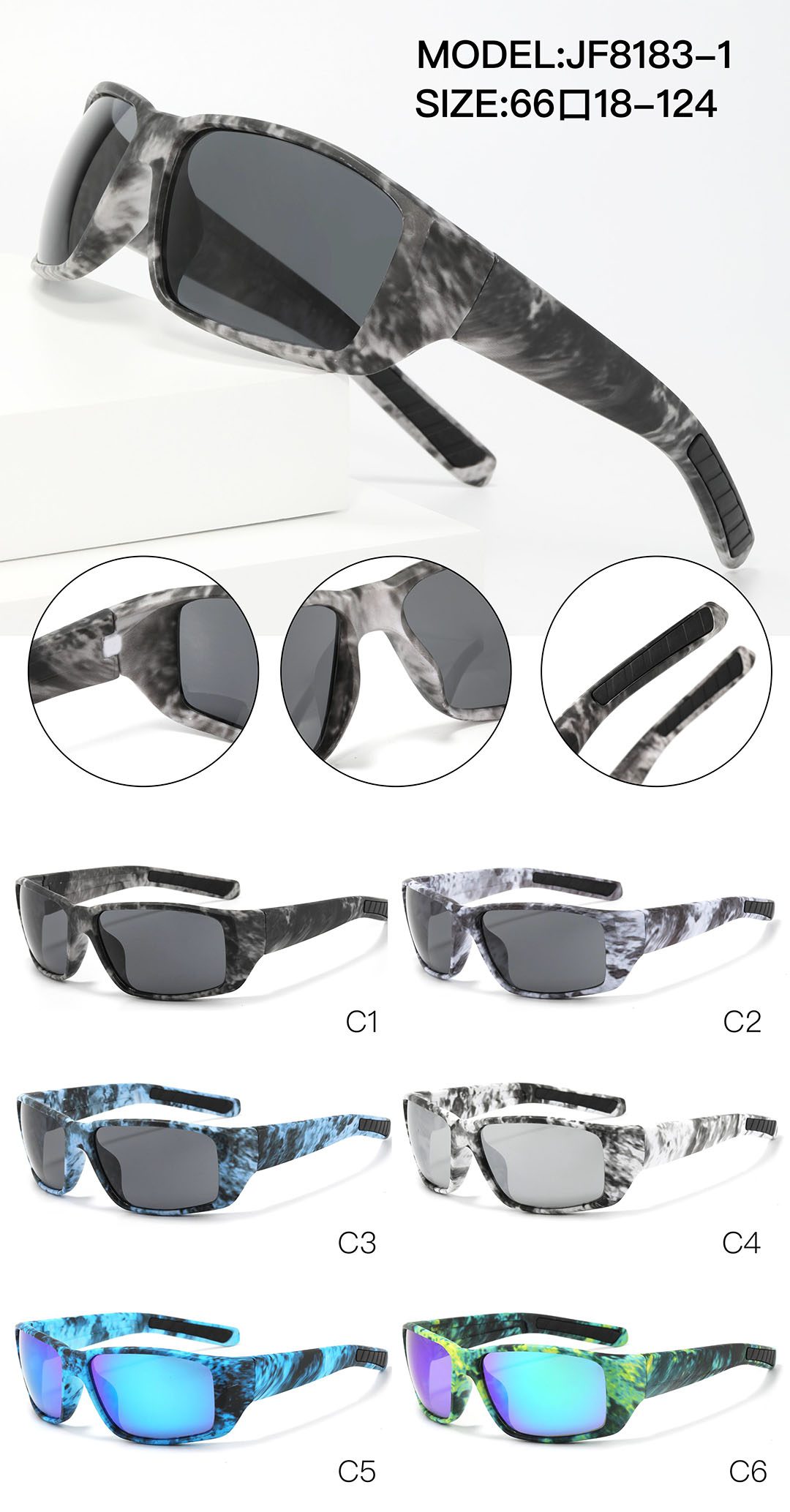 Sport Sunglasses Dtail Shooting, Size, Model