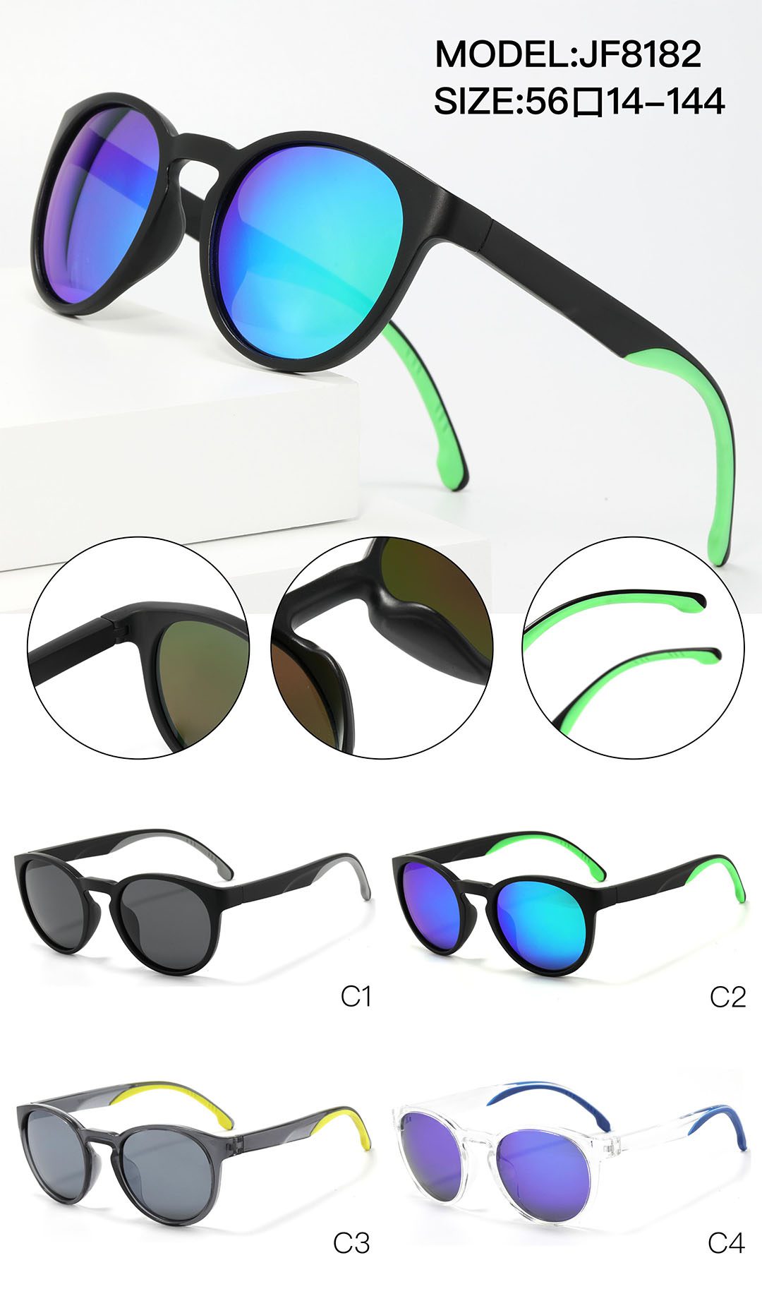 Sports Sunglasses JF8182 Size Different Colors Detail Shooting Display