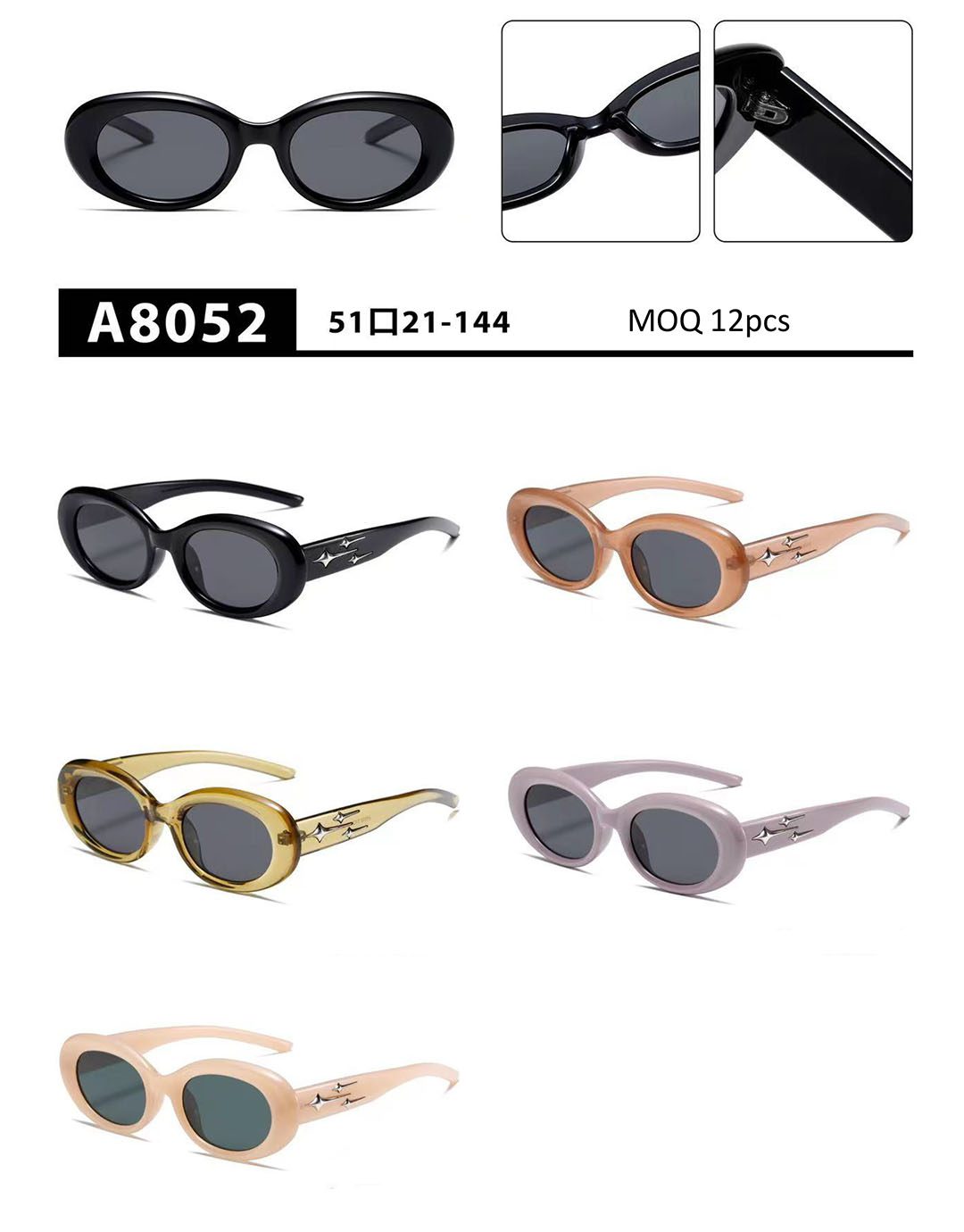 Eggs Shape PC Star Sunglasses Details Display, Size, Color, Model