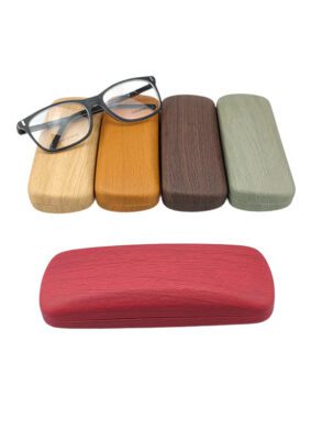 Wholesale PU Imitation Wood Grain Tin Hard Shell Eyeglasses Case GC0040