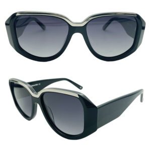 Metal Decorative Eyebrow Frame Acetate Sunglasses NSA24098 C1 55-16-145