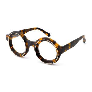 Round Double Ring Bicolor Acetate Glasses-5