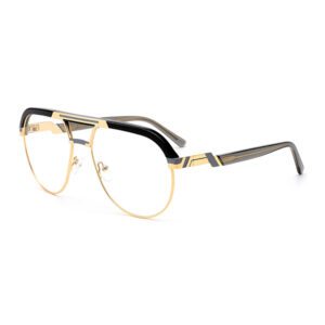 Twin Bridge Metal Acetate Combination Eyeglass Frames-3